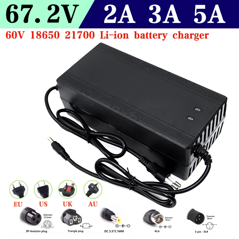 

67.2V 2A 3A 5A 60V series lithium battery charger 60V 16S 10Ah 20Ah 30Ah scooter electric bicycle lithium ion battery charger