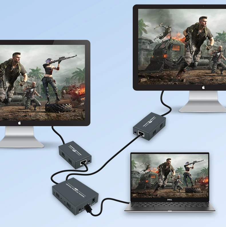 

Удлинитель монитора для ноутбука, совместимый с HDMI 1,3 2.0 стандартный 60m Ethernet RJ45 Cat5e Cat6 кабельный передатчик, приемник 4K @ 60 Гц 1080P
