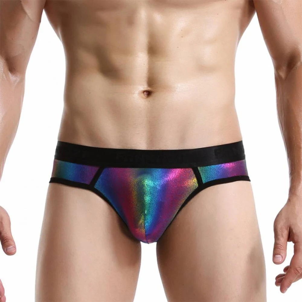 

Sexy Men Briefs Colorfil Rainbow Underwear Breathable Thongs Elastic Stretch Nightclub Bugle Pouch Underpant Cueca Masculina A50