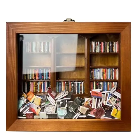 Офисная Книжная Полка для снятия стресса с изображением деревянной библиотеки