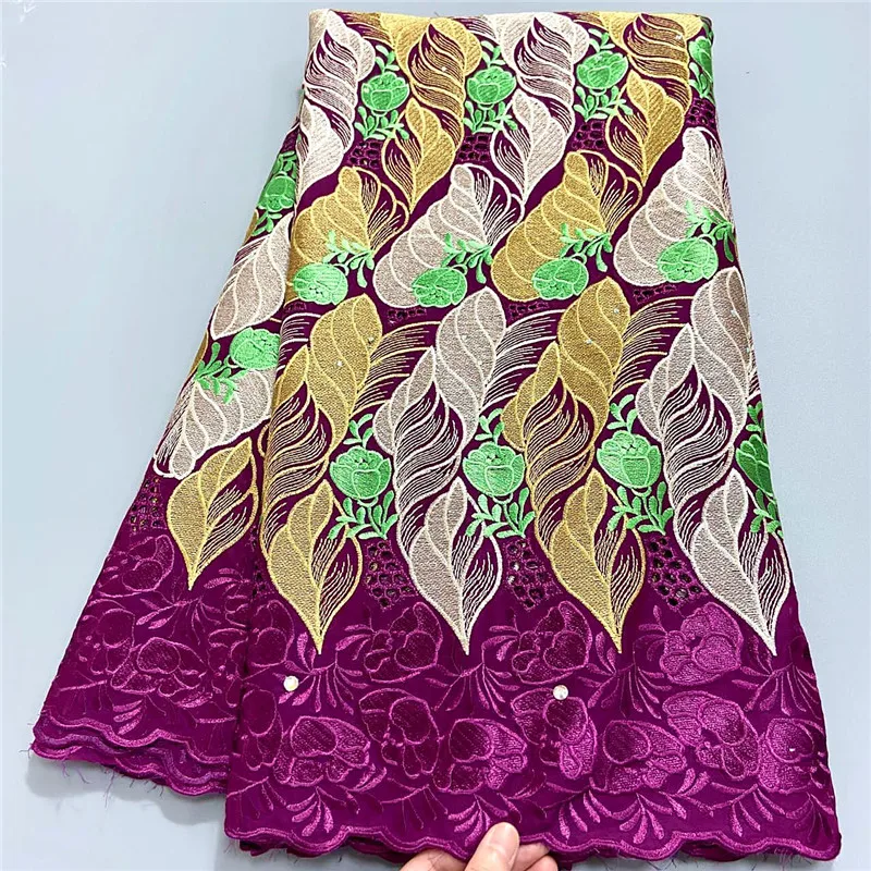 

5 Yards African Swiss Voile Lace Fabric Embroidery Lace Trim High Quality African Dry 100% Cotton Lace Fabric For Wedding L11051