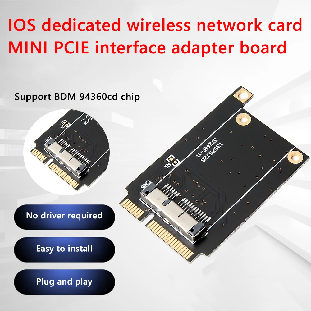 

Converter Module for Mac OS Wireless Network Card BCM94331CD BCM94360CD BCM94360CSAX BCM94360CS2 to Mini PCI-E Riser Card