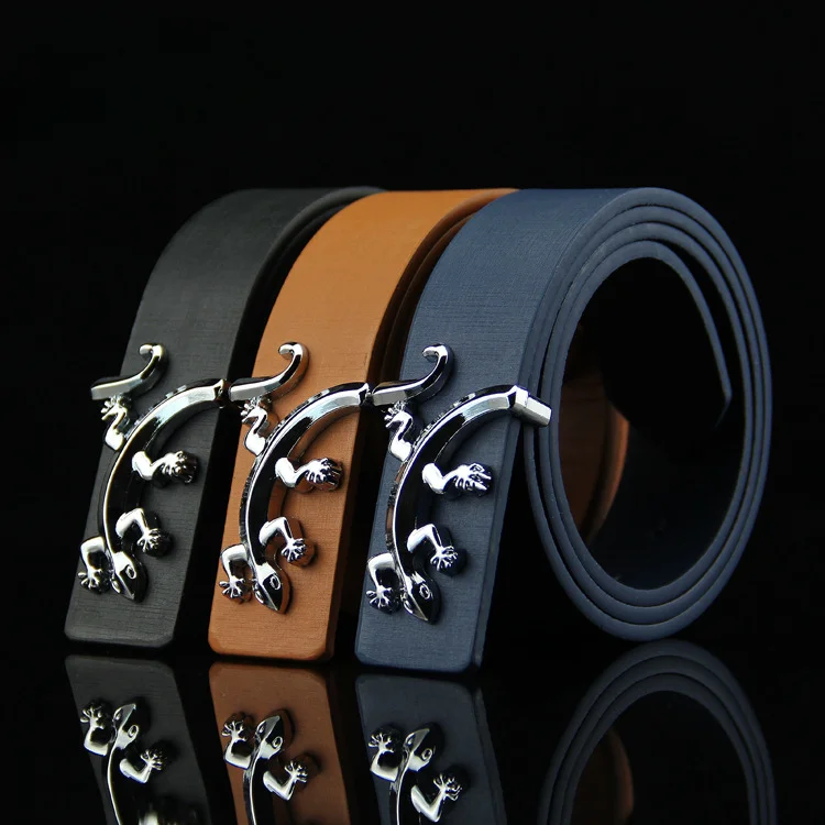 Korean Version Solid Color Smooth Buckle Belt Stylish and Simple Daily Versatile Animal Pattern Belts for Man Woman Accessories