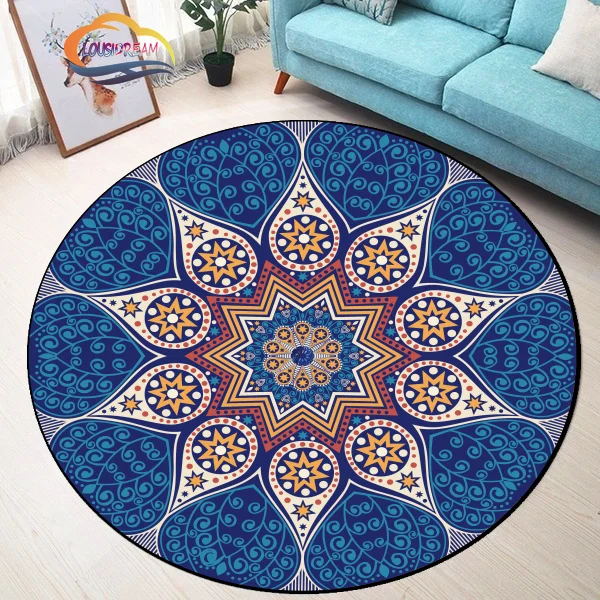 

Geometric symbols Flower of Life Round Carpet Mandala Print Yoga Mat Cushion Living Room Bedroom Study rug Floor Mat Chair Mat
