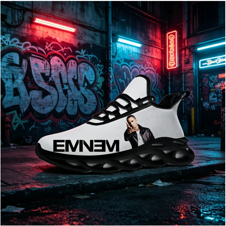 Фото Кроссовки Eminem Custom Blade, повседневные, с принтом хип-хоп рэпера, легкие, дышащие, унисекс, для уличной моды и прогулок на свежем воздухе. №1