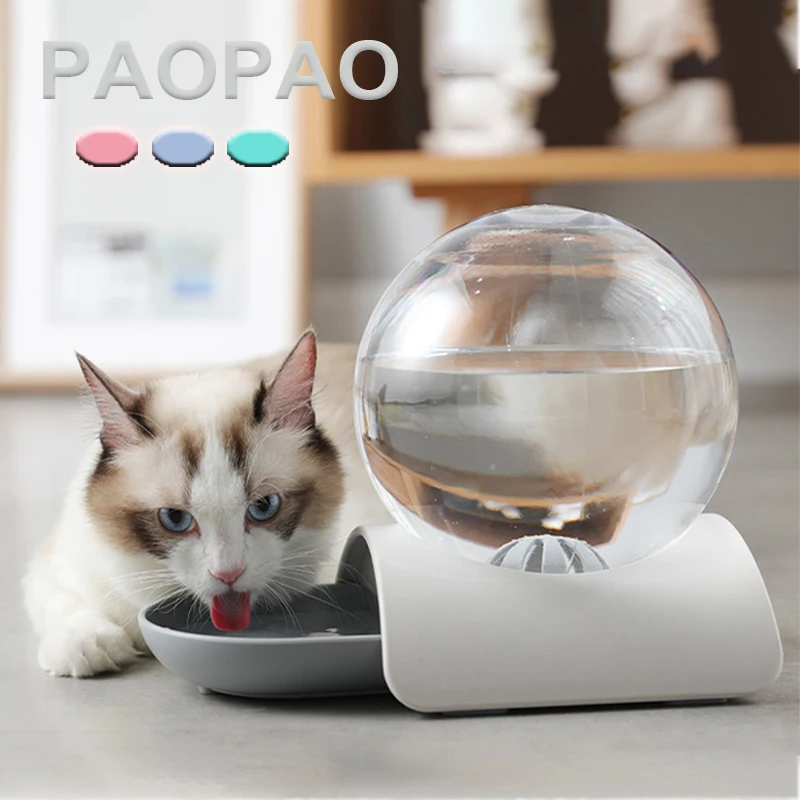 

Automatic Bubble Water Dispenser for Cat Gravity Waterer Bowl Dispenser Dog Feeder Drinking Fountain Feeders Large Capacity 2.8L