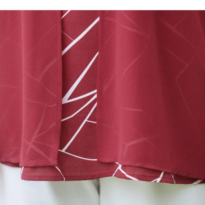 Женская шифоновая рубашка с коротким рукавом и круглым вырезом свободного