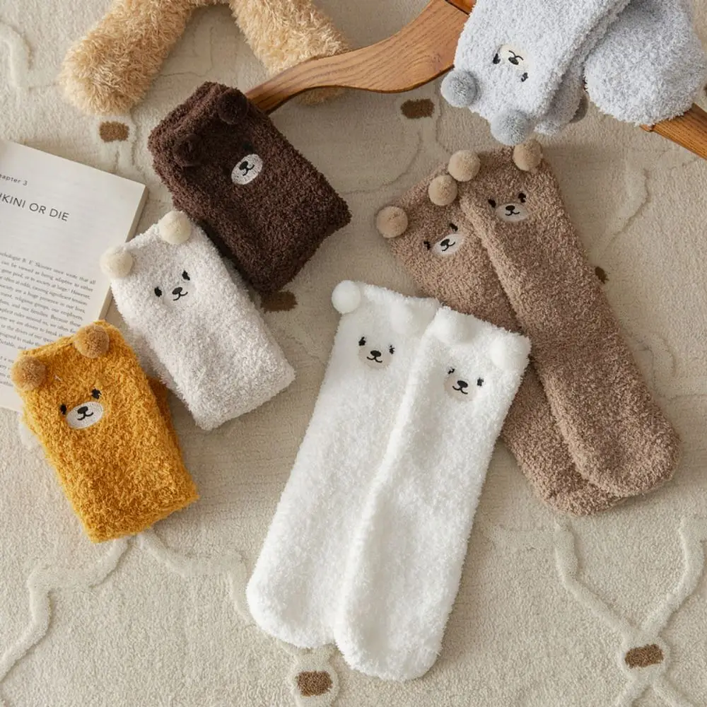 

Coral Fleece Breathable Korean Style Mid-Tube Thermal Warm Home Sleep Socks Calf Socks Women Hosiery Cute Dog Socks