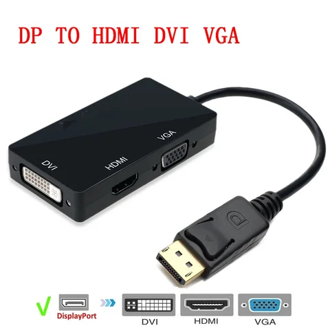 Переходник с порта дисплея DP на HDMI-совместимый с DVI VGA Кабель-адаптер 1080P коннектор для порта дисплея для ПК проектора ноутбука HDTV