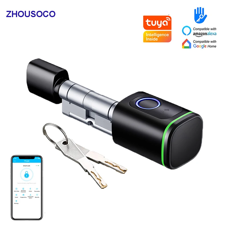 

Смарт-замок дверной Tuya с поддержкой Bluetooth и сканером отпечатков пальцев
