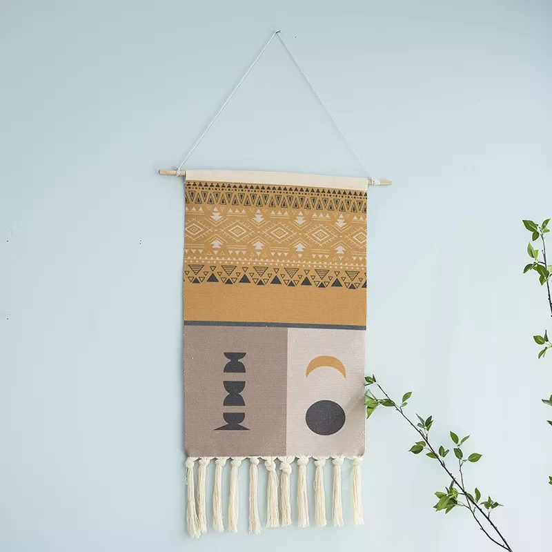 

Modern Morandi Color Block Macrame Wall Hanging Tapestry Cotton Tassel Handmade Woven Art Background Tapestry Home Decor