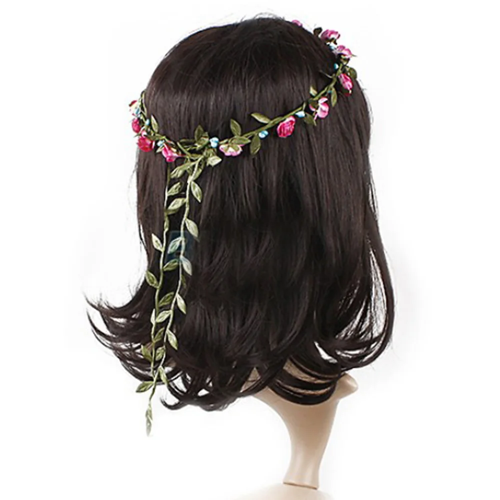 

Bridal Headpiece Flowers Green Leaves Bridal Headband Wedding Accessory Women's Hair Band φ17cm
