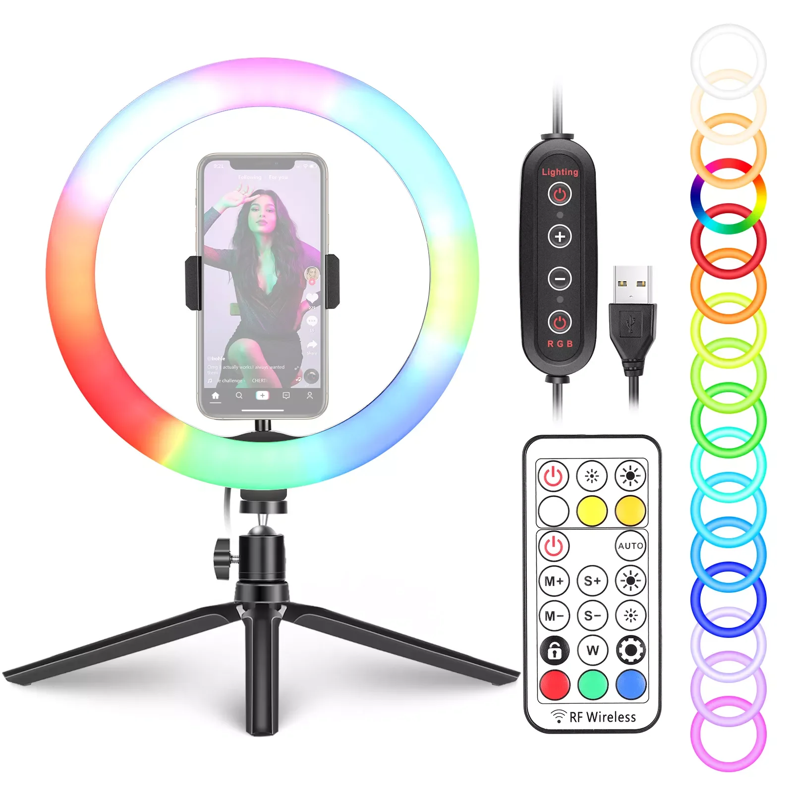 

10-inch RGB Ring Light Selfie Light Remote Control,Desk Ringlight for Makeup/Live Streaming/YouTube/Video Shooting