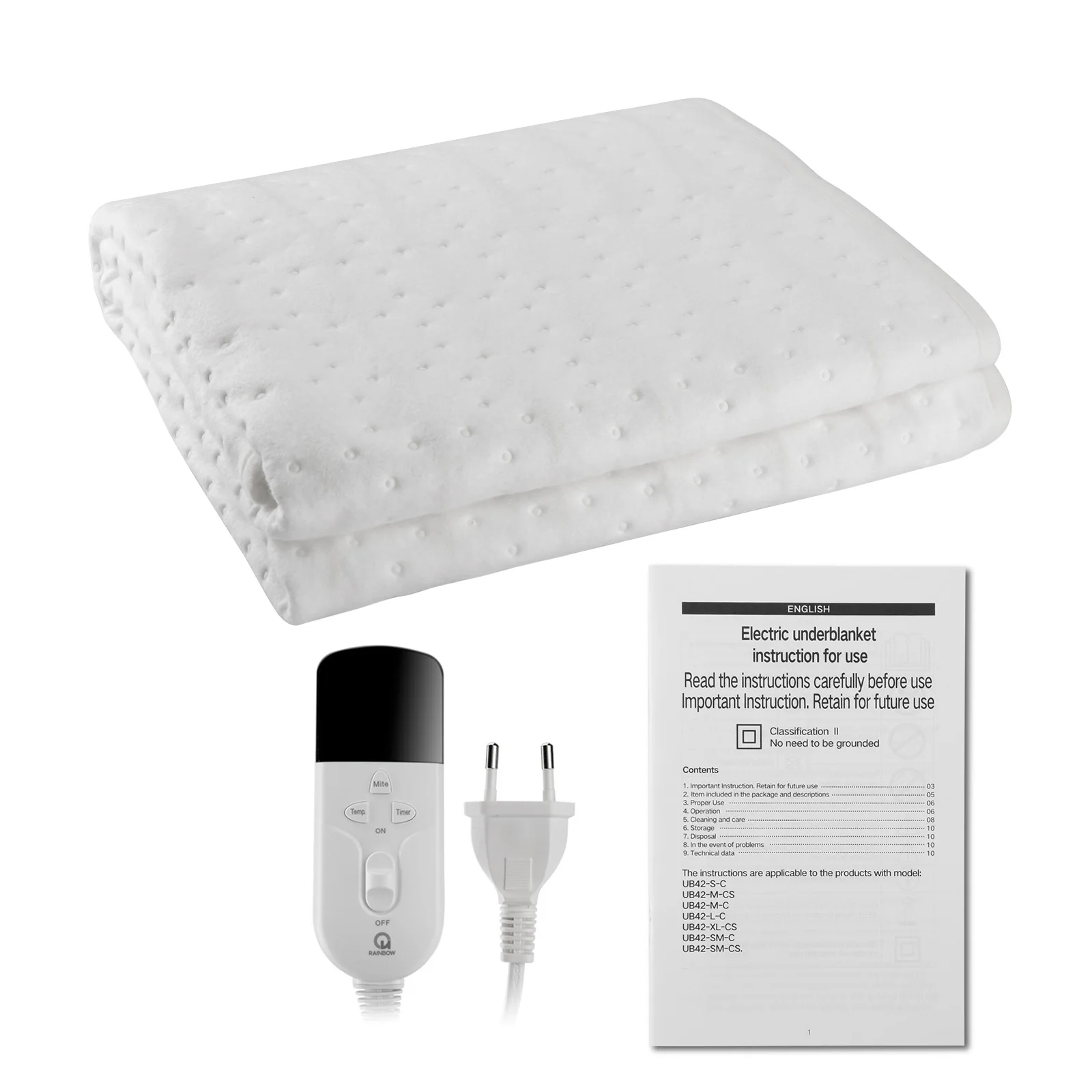 Электрическое одеяло Rainbow мягкое с подогревом для снятия клещей нагреватель тела