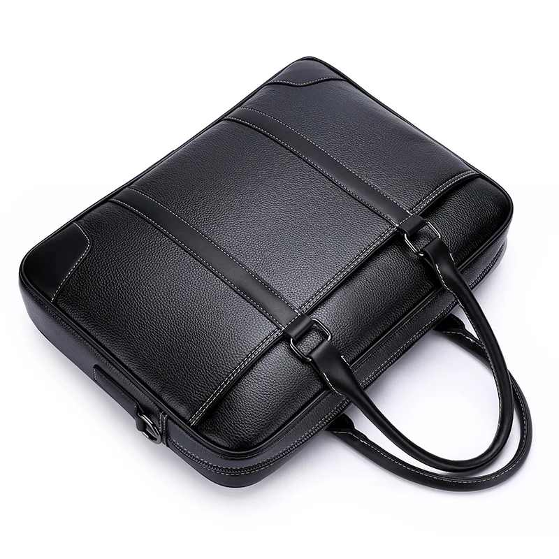 Men's Portable Briefcase Fashion Laptop Handbag Casual Shoulder Messenger Computer Bag Leather Large Capacity  Official Bag