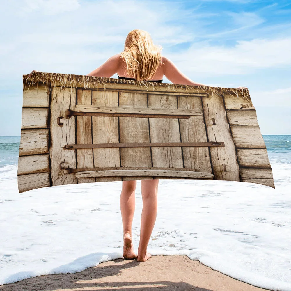 

Barn Wooden Door Straw Bath Towel Absorbent Adult Large Beach Towels Face Hand Shower Towel For SPA Bathroom Washcloth