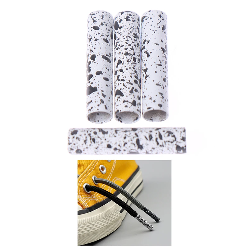 

4 шт./компл. белые черные чернила в горошек, блестящие кружевные концы 4,6*20 мм, легкая установка для холщовых шнурков и обуви