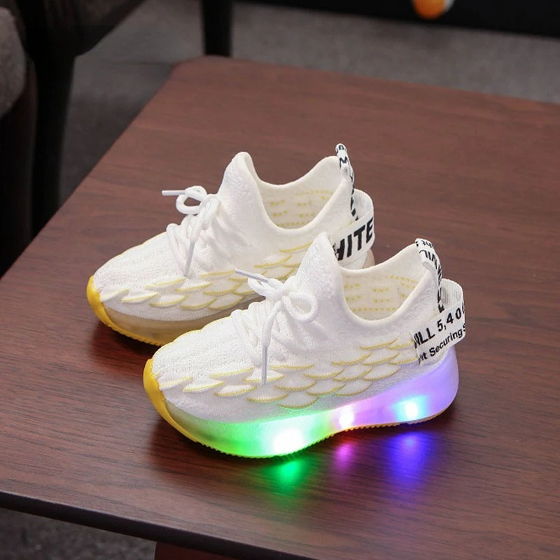 

Детские кроссовки со светодиодной подсветкой, дышащие, повседневная обувь для начинающих ходить мальчиков, размеры 21-30