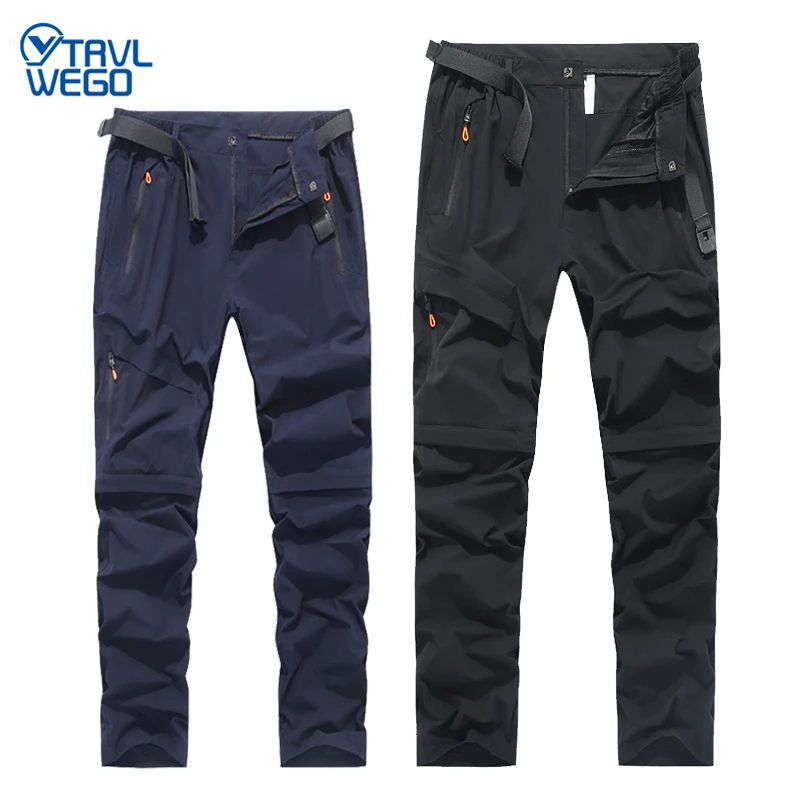 

TRVLWEGO Summer Men Outdoor Hiking Camping Pants Detachable Quick Dry Ultra-light UV Proof Climbing Travel Sports Trousers