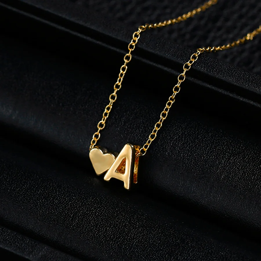 

Fashion Tiny Heart A-Z Initial Letters Pendant Necklace For Women Gold Color Name English Alphabet Choker Birthday Gifts Jewelry