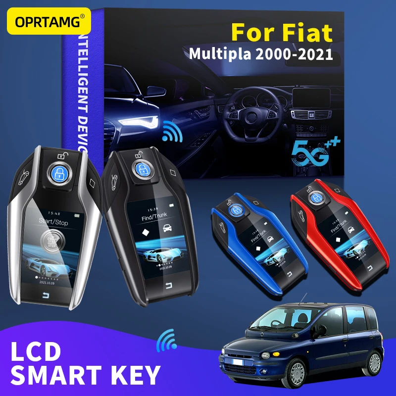 

OPRTAMG For Fiat Multipla 2000 2001 2002 2003 2004 2005 2006 2007 2008 2009 2010-2017 2018 2019 2020 2021 Smart LCD Key Keychain