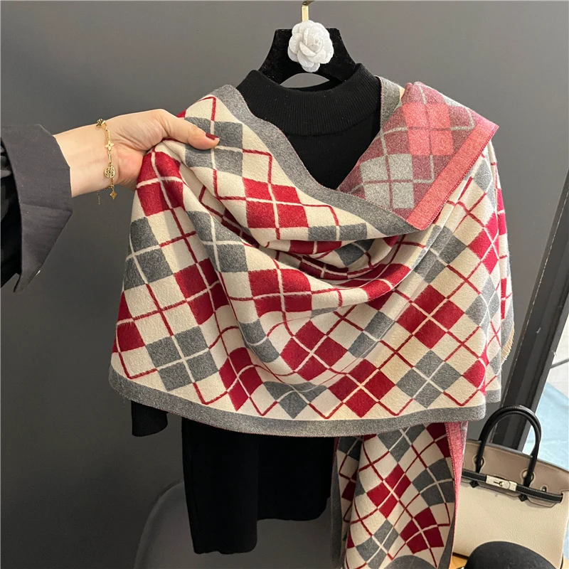 

Luxury Design Warm Blanket Cashmere Scarf for Women Winter Fashion Pashmina Shawls and Wraps Female Poncho Bufandas Neck Muffler