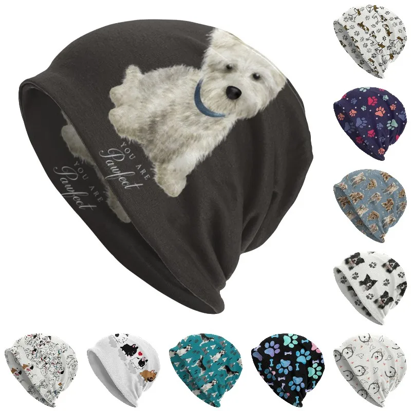 

Winter Warm Cute West Highland White Terrier Dog Bonnet Homme Slouchy Beanie Hat Fashion Westie Puppy Ski Skullies Beanies Caps
