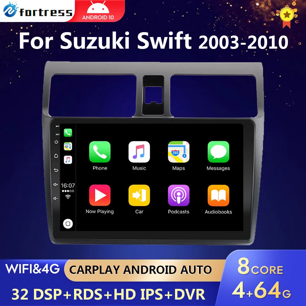 Для автомобиля Suzuki Swift 2005 2006 2007 2008 2009 2010 Android-радио-мультимедийный плеер с навигацией GPS, видео, 2DIN, IPS, 8 ядер, 4G.