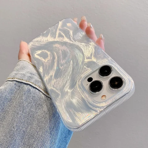 Силиконовый чехол для телефона с градиентным лазером для iPhone 16, 15, 14, 13, 12, 11 Pro Max Plus, полностью противоударный Противоскользящий мягкий чехол-бампер