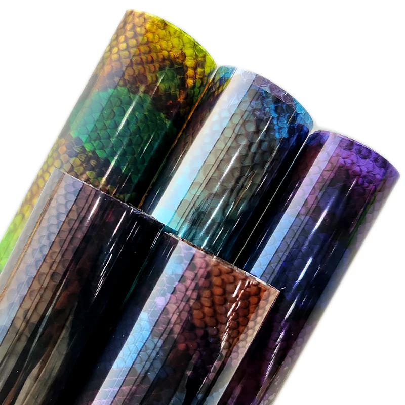 

Faux Leather Transparent Colored Serpentine PVC Fabric Supplies for Earrings Bench Handbags Party Decor Handmade Crafts 30x135cm