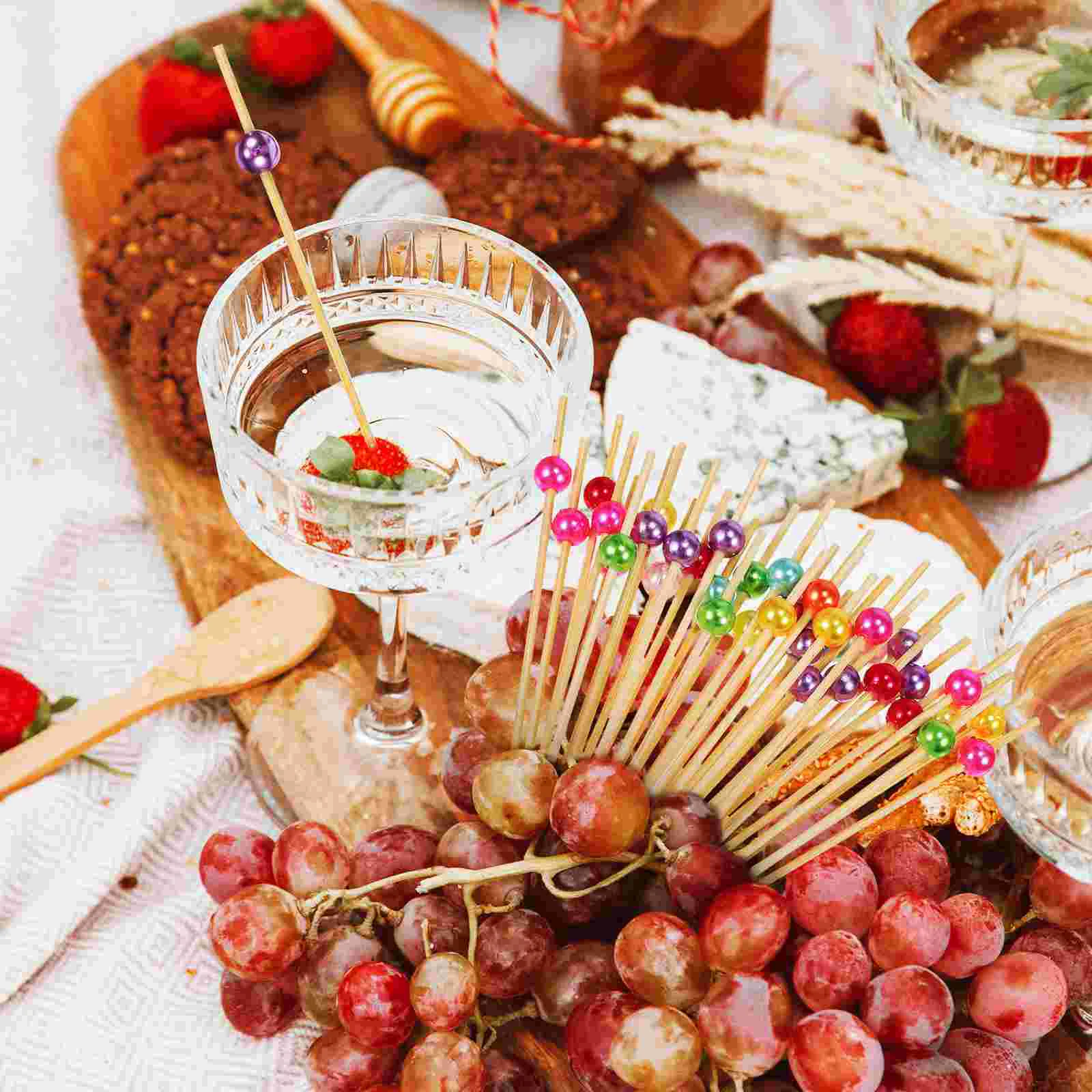 

200 Pcs Food Skewer Fancy Toothpicks Fruit Wooden Sticks Party Bamboo Skewers Appetizers