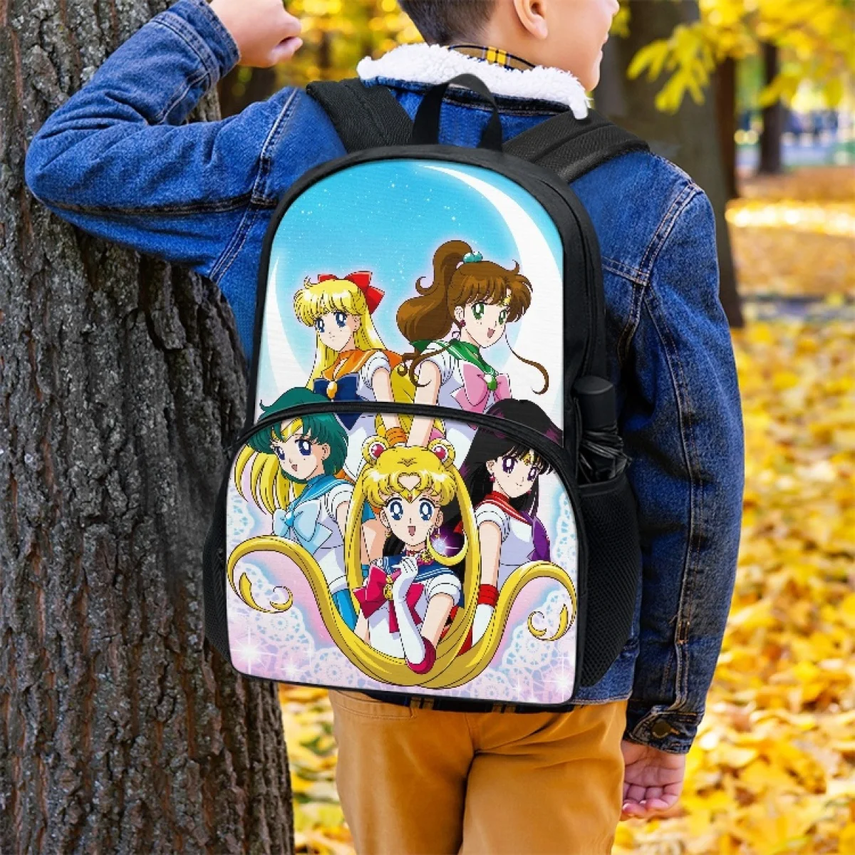 FORUDESIGNS セーラームーン Print Japanese Anime Schoolbag for Women Kids Girls Back to School Backpacks Dirty Resistant Packbag Satchel