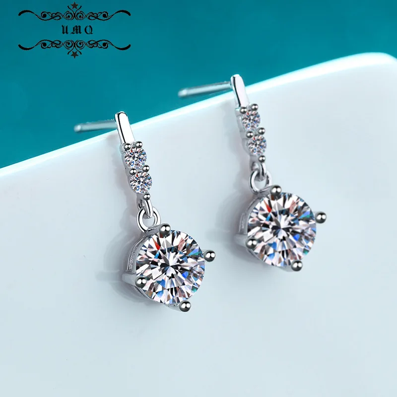 

Серьги Xdy925 из стерлингового серебра с четырьмя крапанами, красный моссан 1 карат для уха, Ding прямые