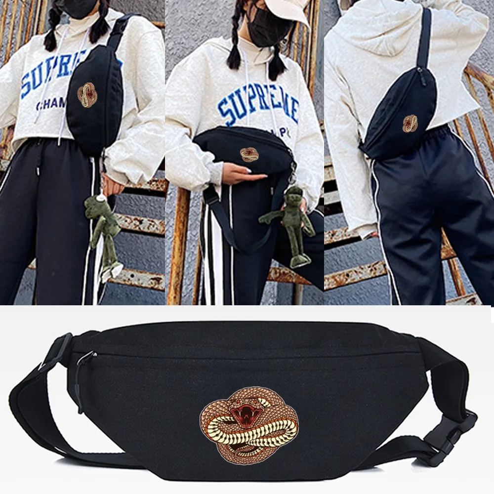 

Red White Cobra Printing Waist Bags Women 2022 New Fanny Pack Men Sport Chest Packs Fashion Chest Casual Crossbody Shoulder Bags