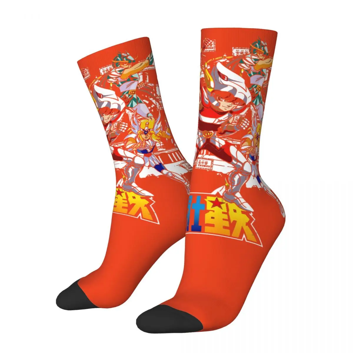 

Funny Crazy compression Sock for Men Saint Warrior Hip Hop Vintage Saint Seiya Happy Seamless Printed Boys Crew Sock