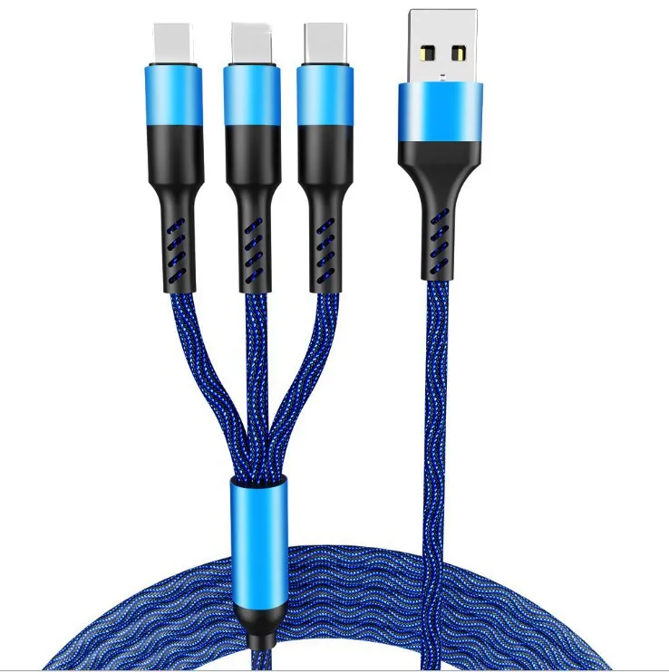 

Super fast charge 5A one-drag three for Apple Huang for Android data cable multi-function three-in-one charge line