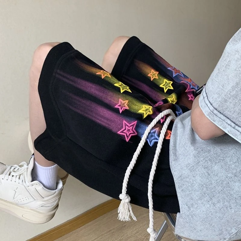 Hikigawa 2023 весенние женские брюки со звездами в стиле пэчворк с высокой талией