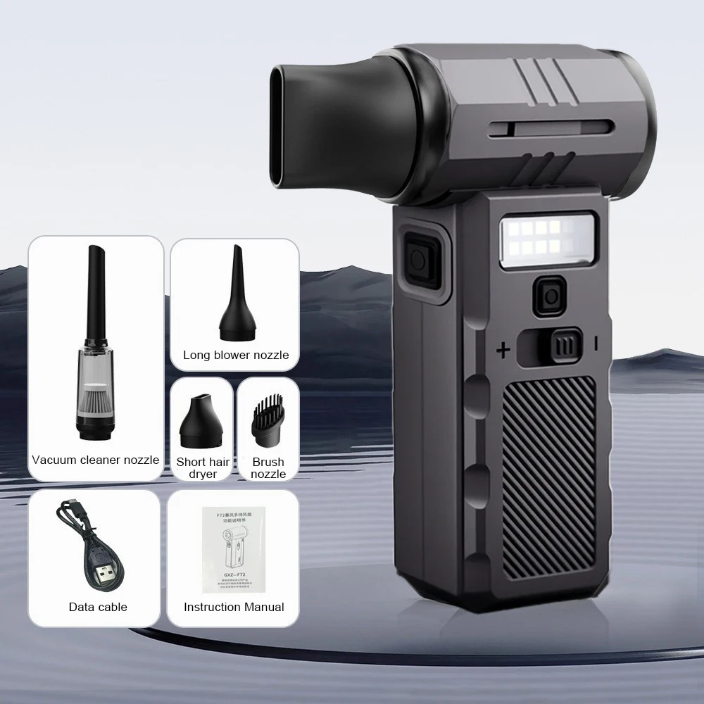 

Турбовентилятор, перезаряжаемый вентилятор, 350000 об/мин, бесщеточный воздуходувка, турбореактивный вентилятор, портативный пылеочиститель, электрическая сушилка для кемпинга, 8000 мАч