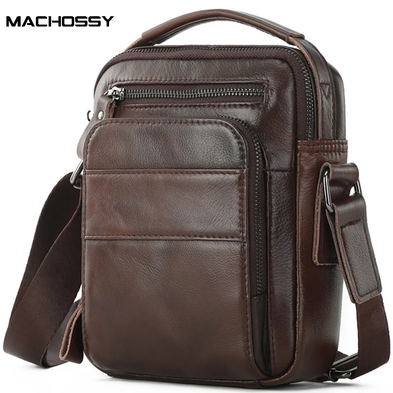 Sling Bag Men Genuine Leather Crossbody Messenger Bags for Male Spliter Leather Shoulder Bag Large Capacity Man's Handbag