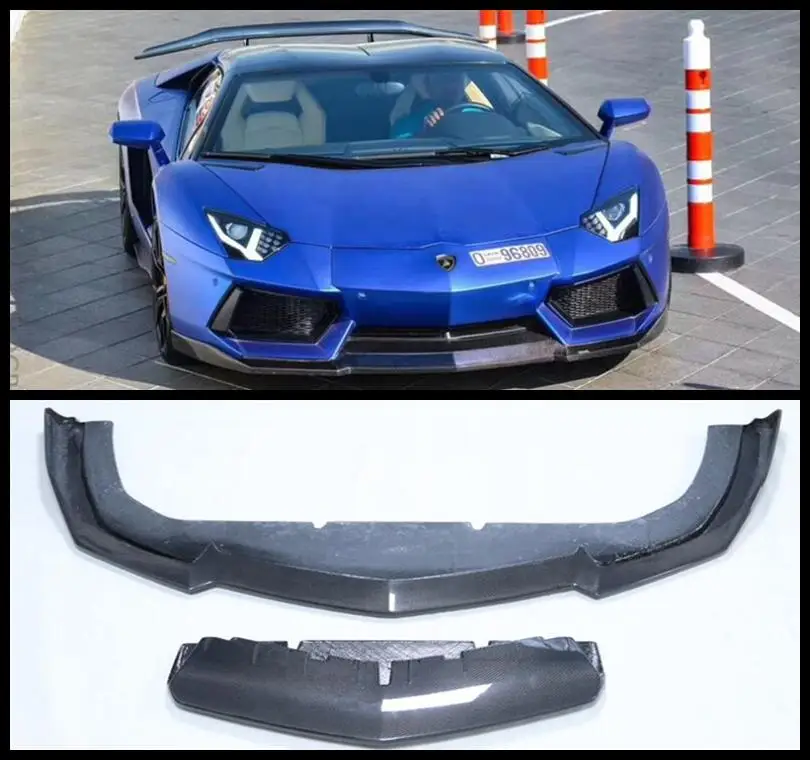 

DMC Style Real Carbon Fiber Front Bumper Lip Splitters Cup Flaps Cover For Lamborghini Aventador LP700 LP720 LP750 2011-2018