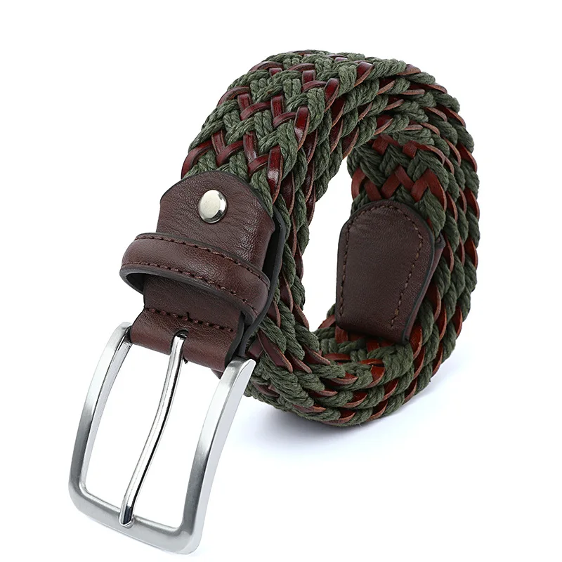 Fashionable New Wax Rope Braided Belt High-Quality Men And Women Breathable Needle Buckle Outdoor Tactical Casual Canvas Belt A6