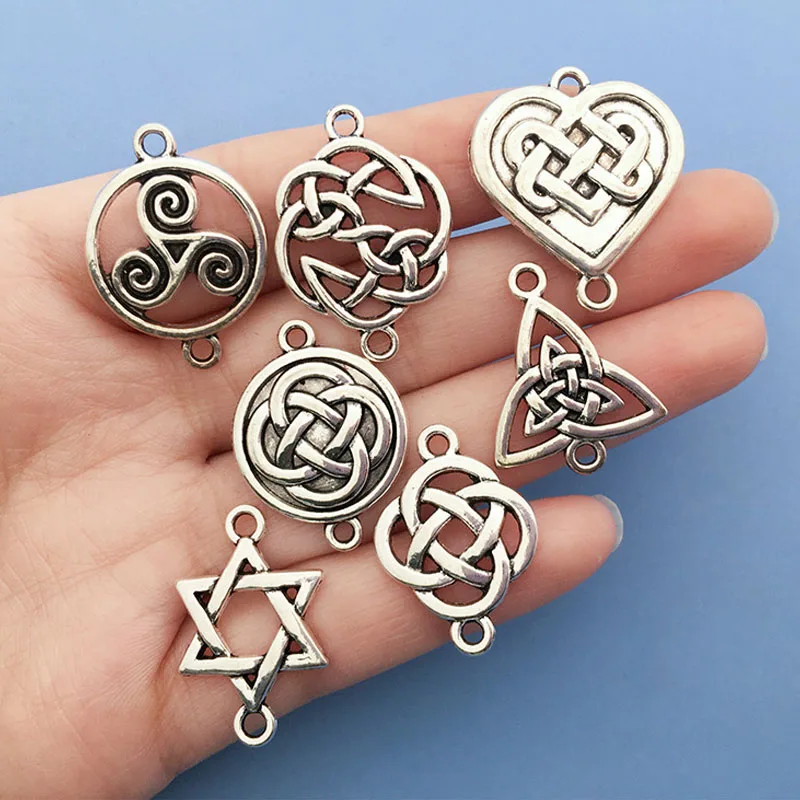

2pcs Alloy Antique Silver Color Connector Celtic Knot Charms Pendant for DIY Handmade Metal Jewelry Making Accessories Wholesale