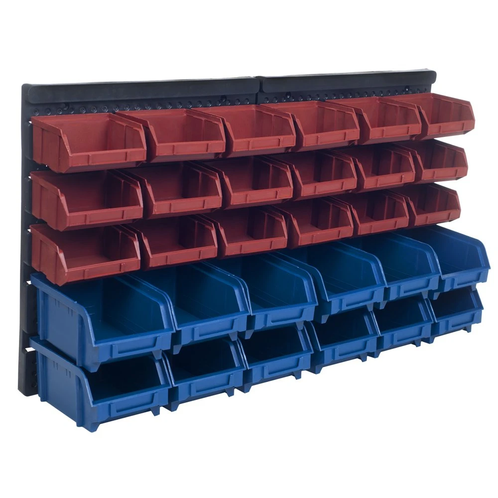 Garage Storage Bins - 30-Compartment Garage Organization, Craft Storage, Tool Box Organizer Unit (/Red/Blue) by car accessories