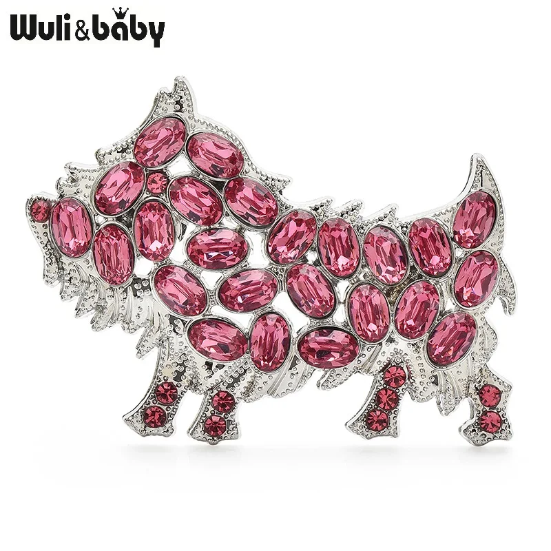 Wuli&ampbaby милые мультяшные броши с собакой для женщин розовые стразы щенок вечерние