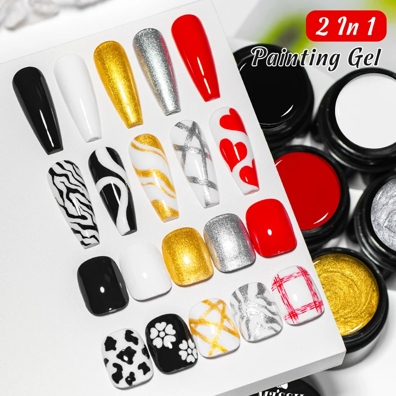 8 мл Черно-белый гель-лак для ногтей с супер текстурой линии Цветочный рисунок