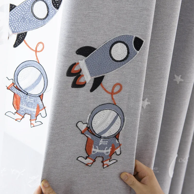 

New Shading Cotton and Linen Embroidery Children's Room Shading Customization Curtains for Living Dining Room Bedroom