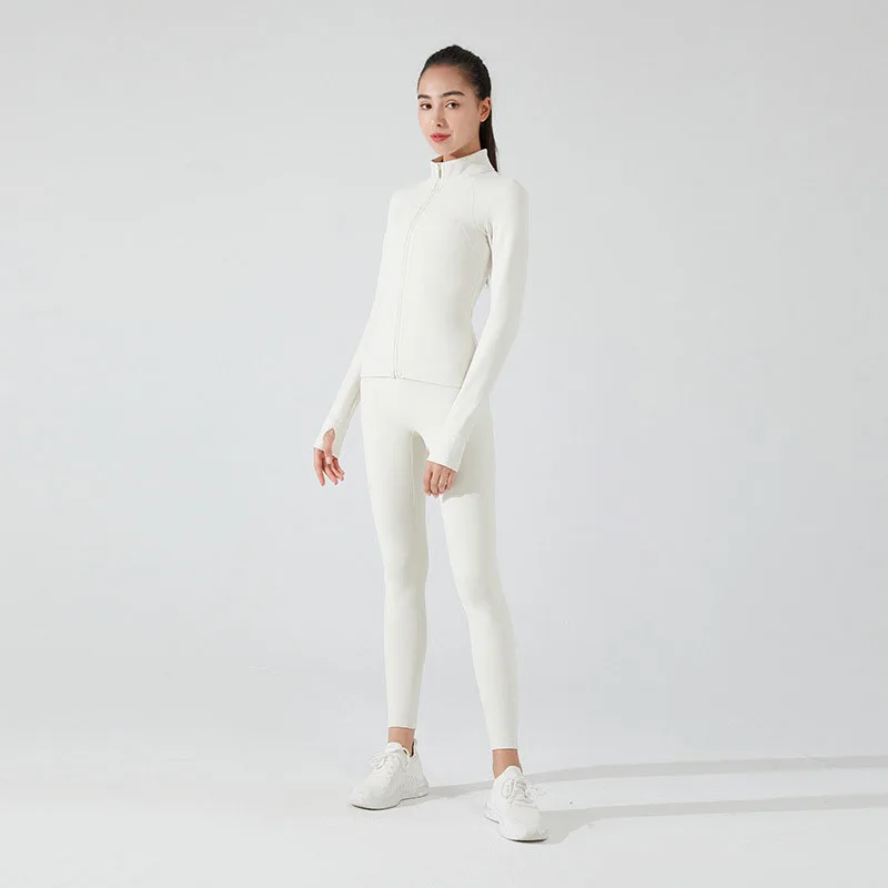 Женский спортивный костюм из двух предметов флисовая куртка и леггинсы с