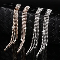 popular personality creative ladies luxury pendants simple earrings crystal tassel long earrings wedding party jewelry gifts