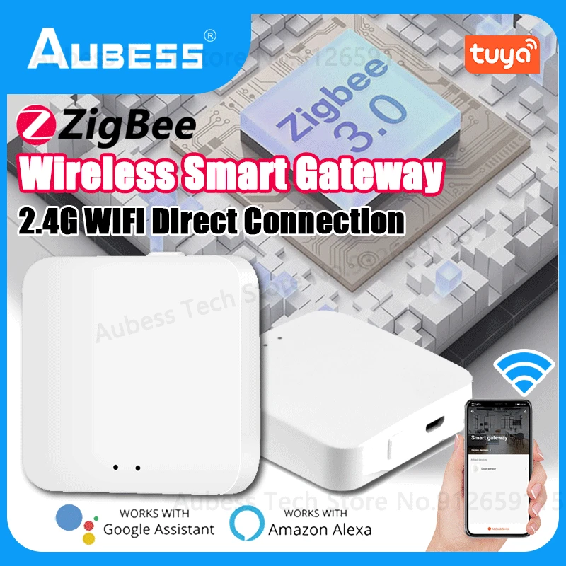 

Беспроводной хаб AUBESS Tuya ZigBee Gateway, хаб для умного дома, с дистанционным управлением через приложение Smart Life, работает с Alexa Google Home Assistant