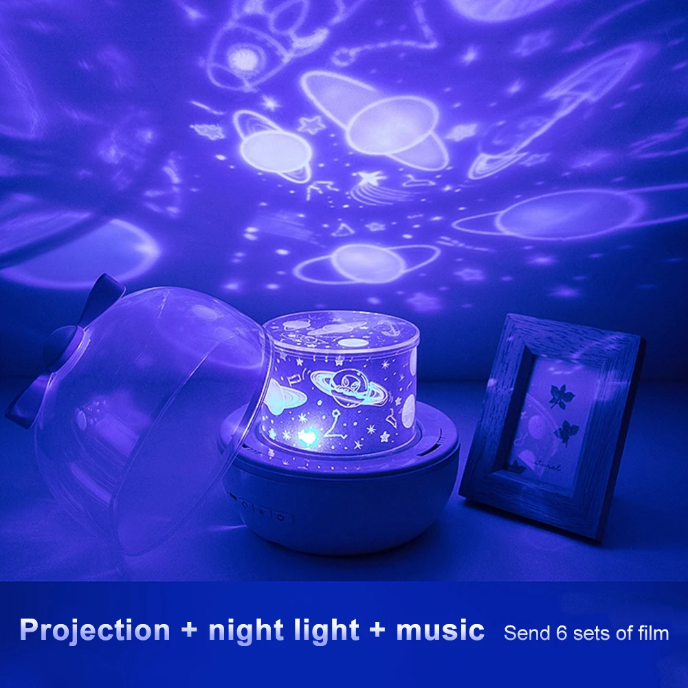 

Music Rotating Projector Lamp Intelligent Night Light Corridor USB Rechargeable LED Night Light Bathroom for Kids Gift